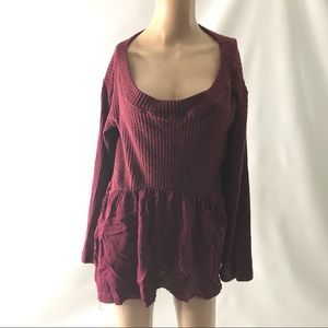 Altar'd State Women’s Top SIze S Red Waffle Thermal Longsleeve